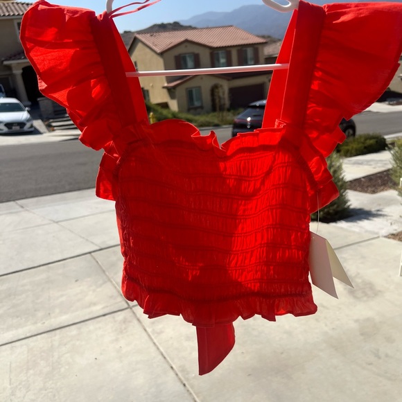 Meraki Bright Red Ruffled Tank Top - Picture 1 of 3